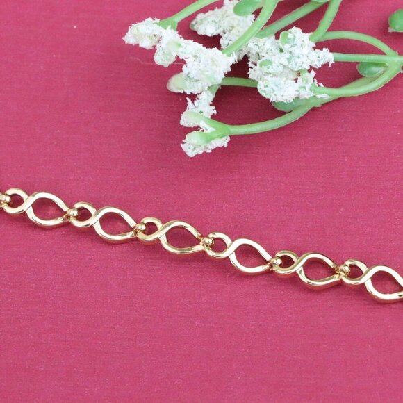 "Delicate Rose Gold Heart Link Bracelet in Gold-Plated Brass, XPBL1103 - Picture 10 of 12